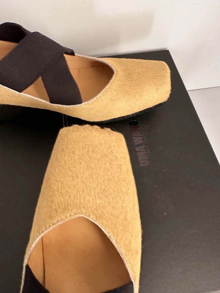 Uma Wang Square-Toe Mary Jane Block Heels Black Shoes - 39