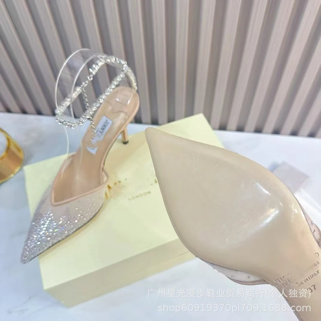 Studded Pointed-Toe Mule Heels in Black, Beige, and White - 13
