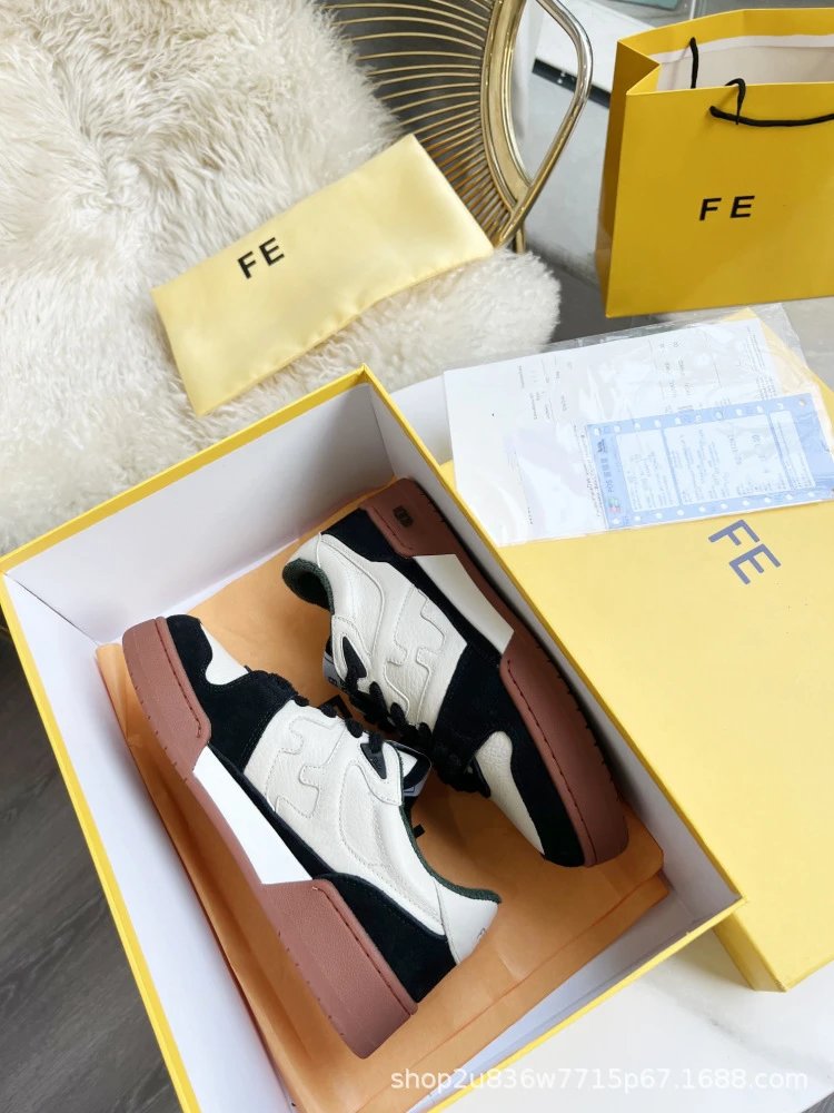 Fendi Fendace Low Top Sneakers Beige Pink Leather Sneakers - 17