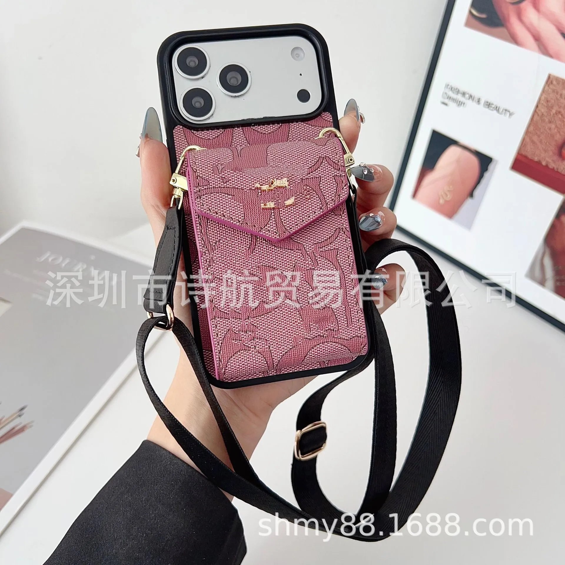 Coach Phone Crossbody Case Orange Monogram - 5