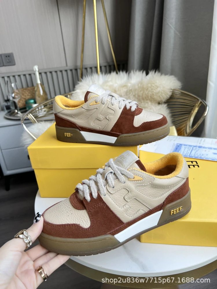 Fendi Fendace Low Top Sneakers Beige Pink Leather Sneakers - 19