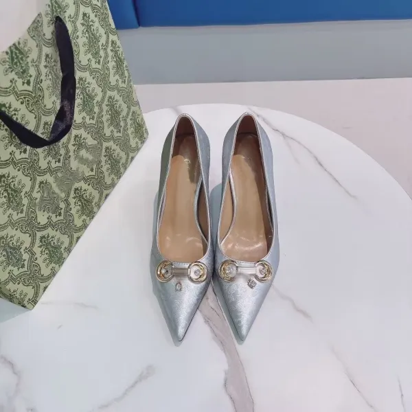 Salvatore Ferragamo Varina Silver Metallic Pointed-Toe Pumps - 1