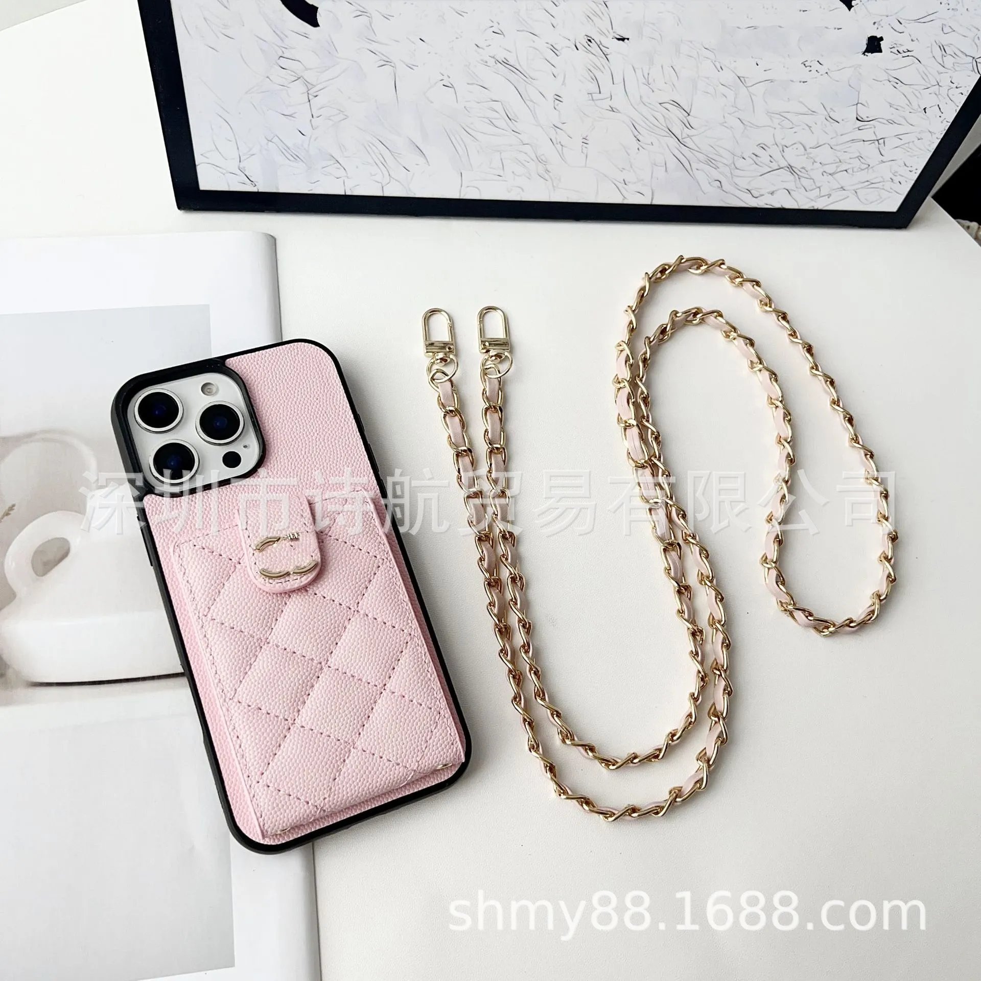 Chanel-Inspired Quilted Chain Phone Case Black Crossbody Phone-Accessories - 5