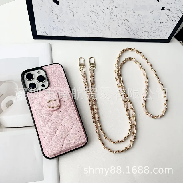Chanel Phone Cases Quilted card-holder case with chain crossbody strap product detail image 5