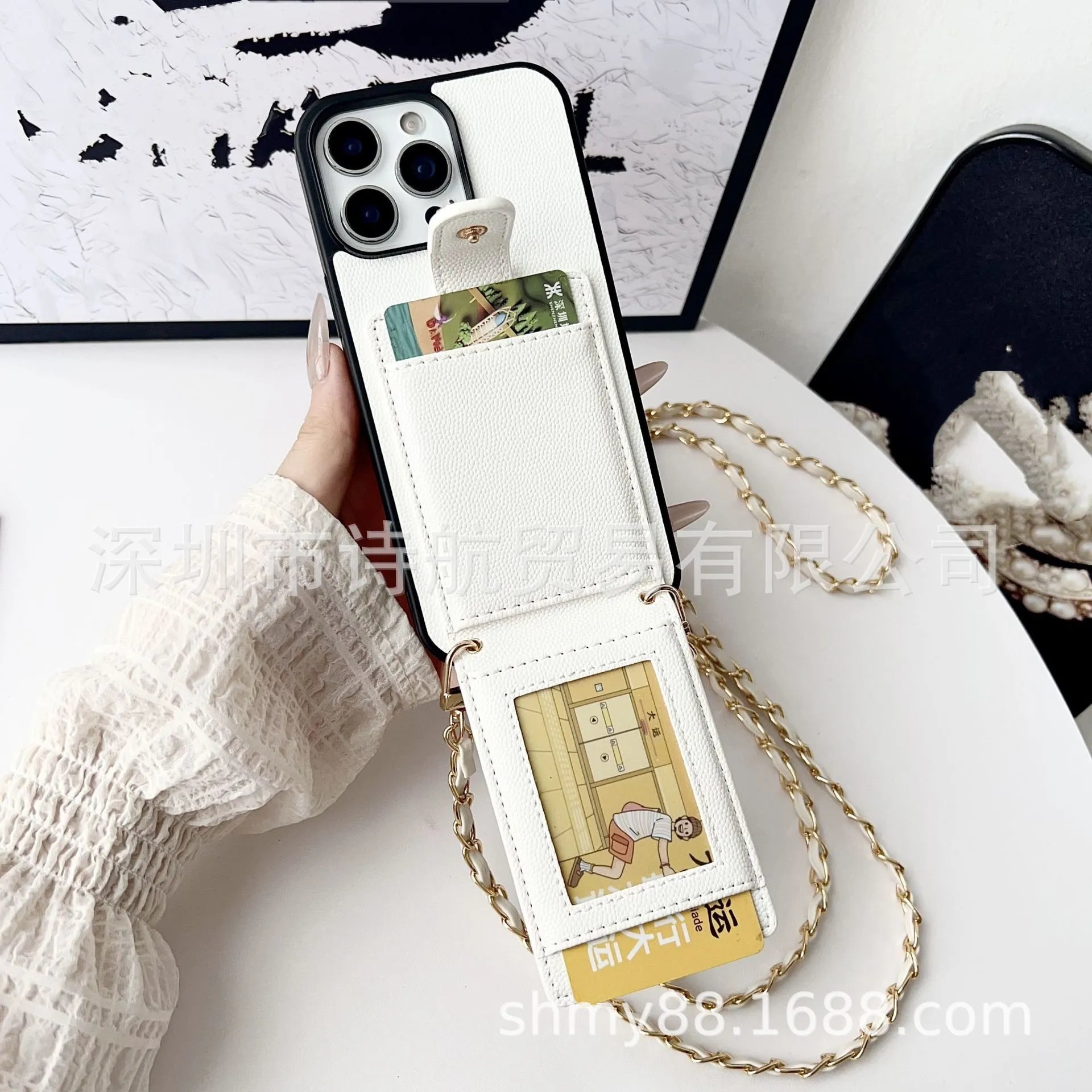 Chanel-Inspired Quilted Chain Phone Case Black Crossbody Phone-Accessories - 7