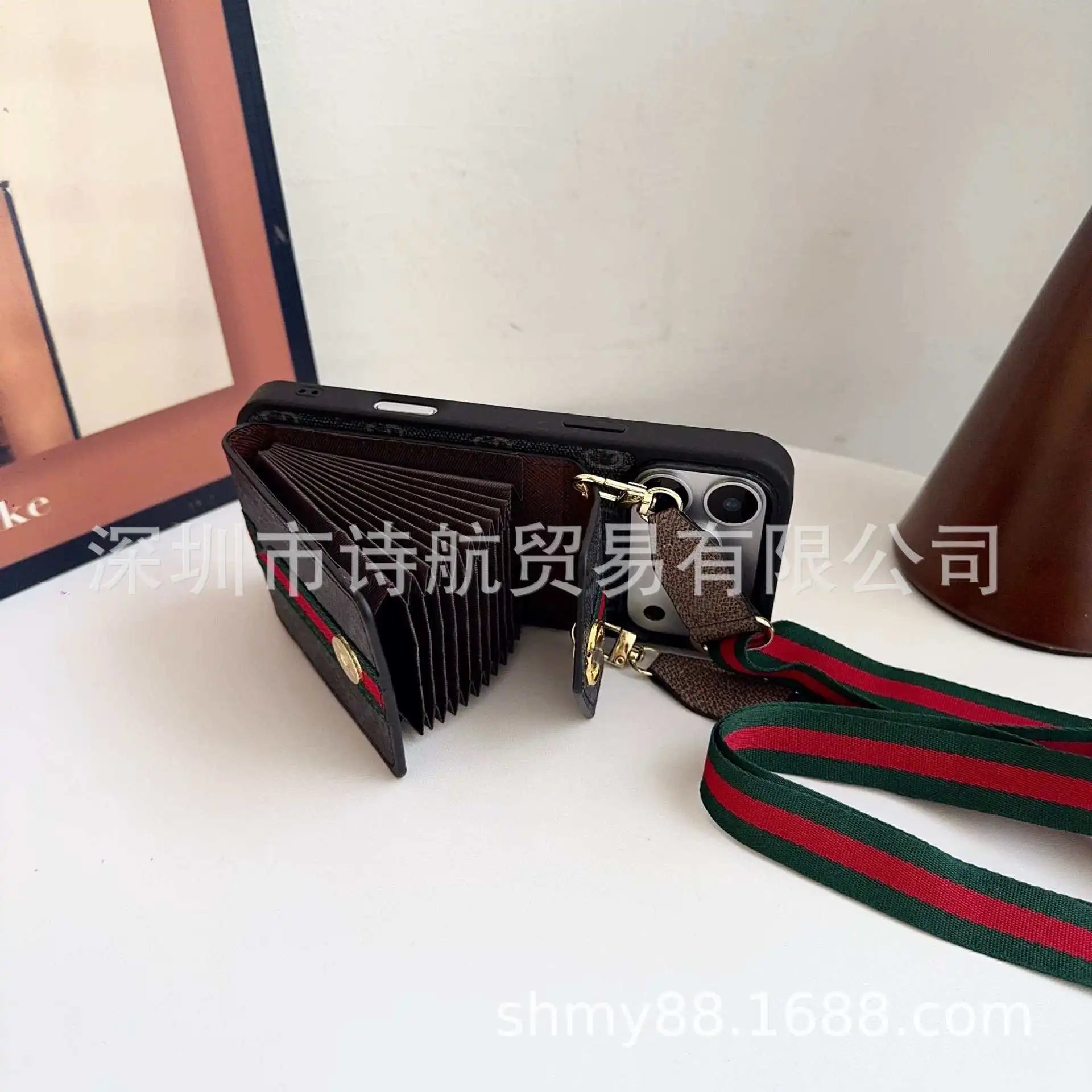 Gucci GG Marmont Phone Crossbody Bag Black Green Red - 5