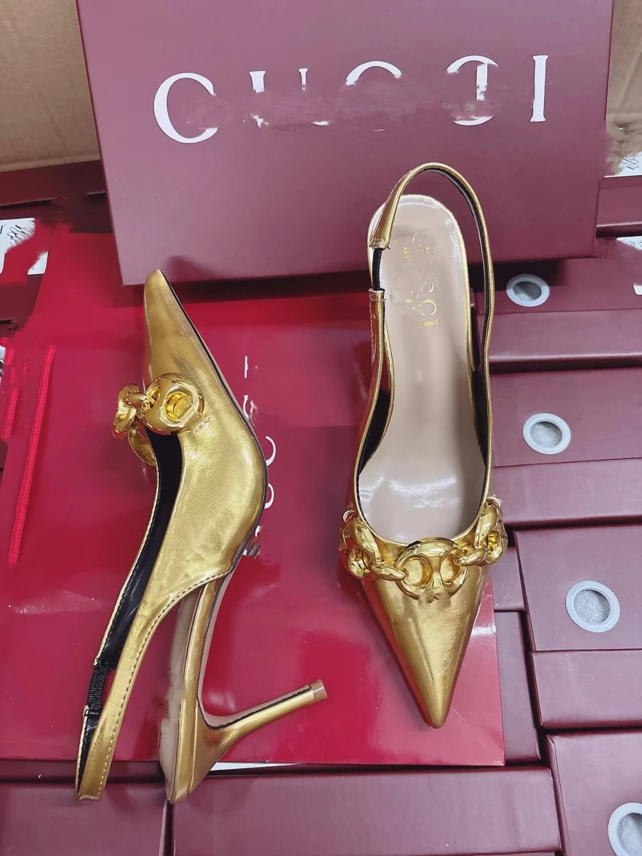 Gucci Marmont Horsebit Slingback Heels Gray Multicolor - 8