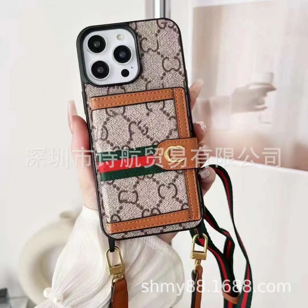 Unbranded Phone Cases Monogram-Print Card Holder Case with Shoulder Strap image 4