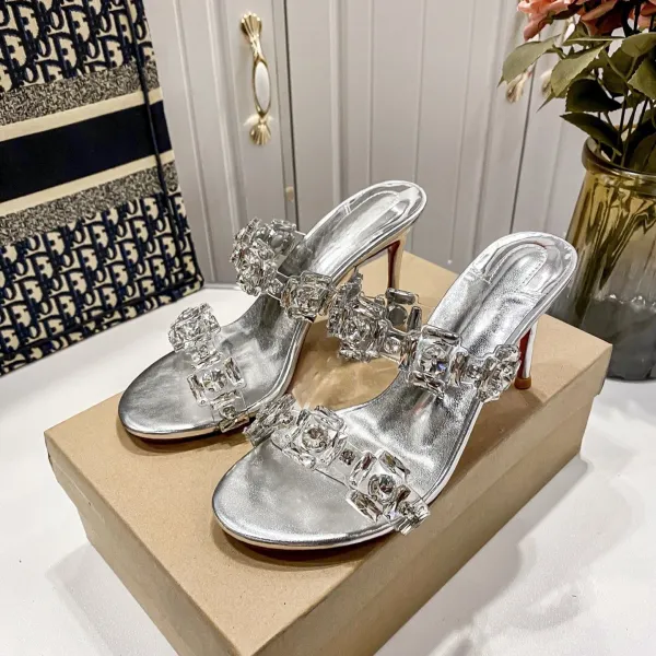 Dior J'Adior Crystal-Embellished Silver Mules - 8