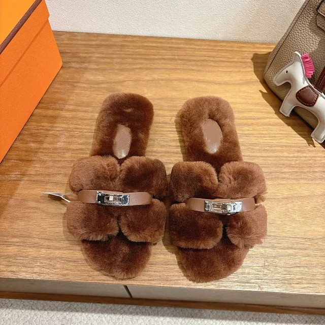 Unbranded Slippers Faux Fur H-Buckle Slide product detail image 17