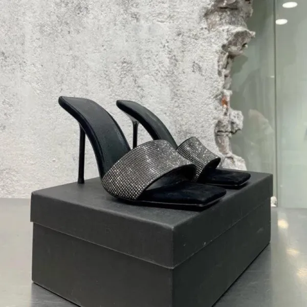 Saint Tears Crystal-Embellished Mule Heels Black - 1