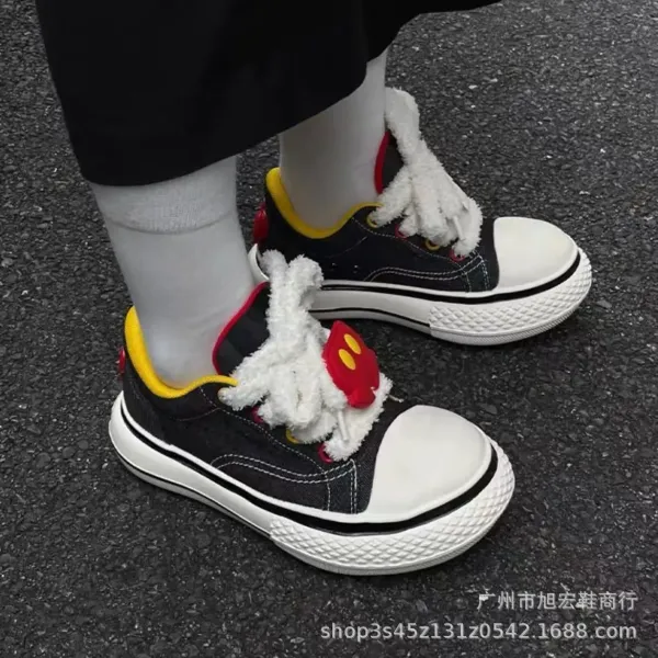 Minnie Mouse x Custom Canvas Sneakers White Pink Polka Dot Bow Casual Shoes - 8