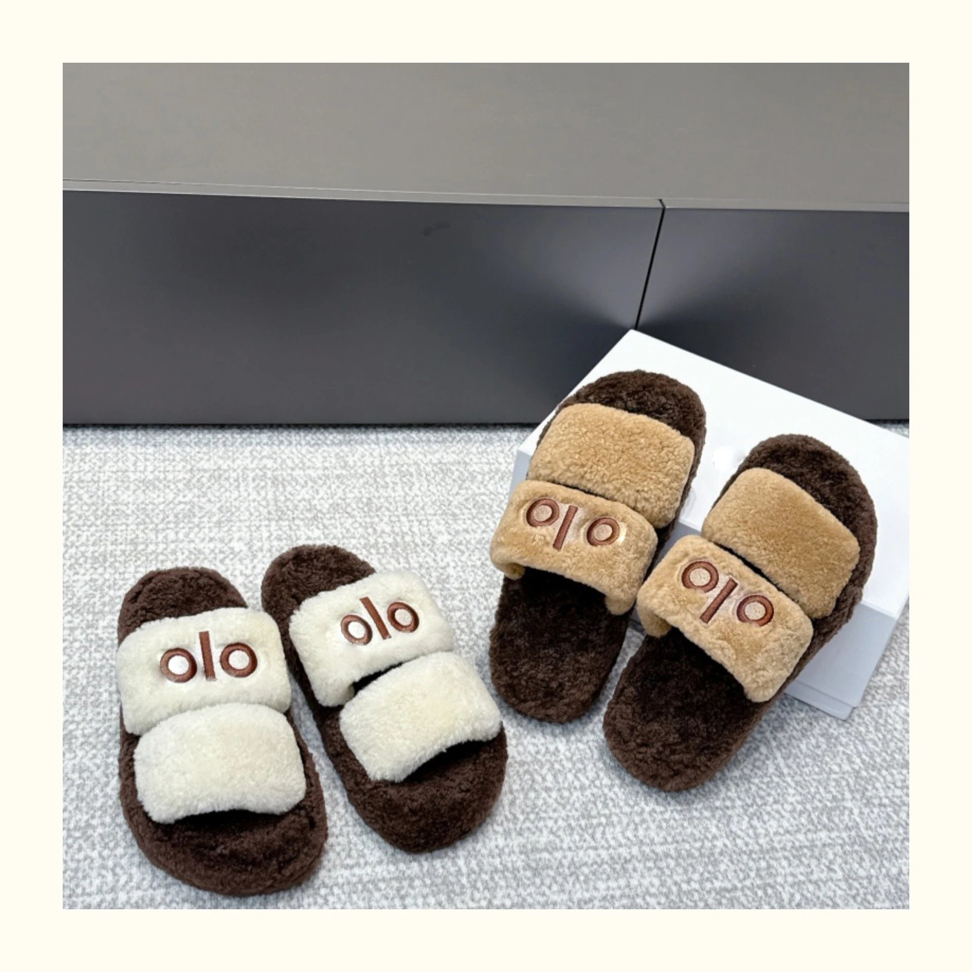 Unbranded Slippers Faux Fur Double-Strap Slides image 2