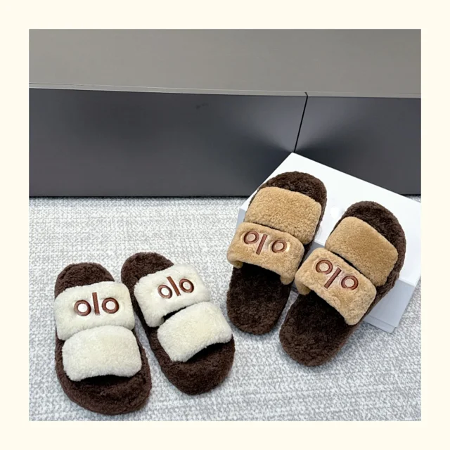 Unbranded Slippers Faux Fur Double-Strap Slides product detail image 1
