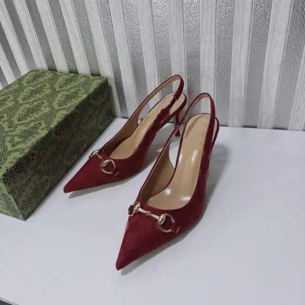 Gucci Horsebit Slingback Heels Burgundy - 1