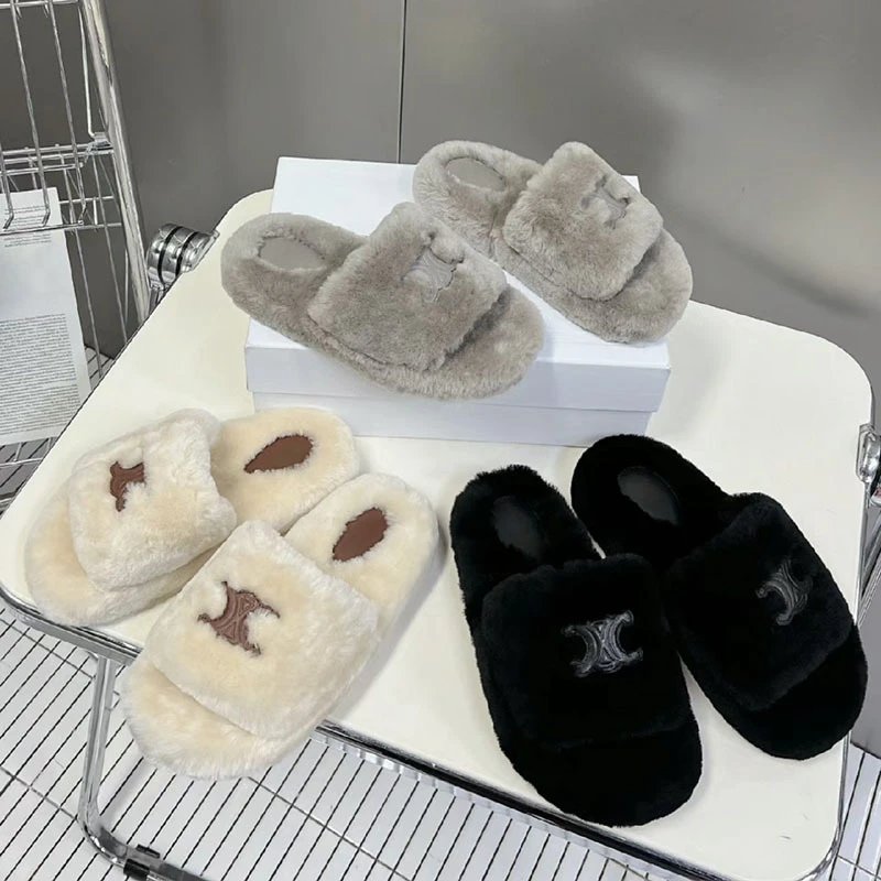 UGG Fluff Slide Beige Faux Fur Slippers - 2
