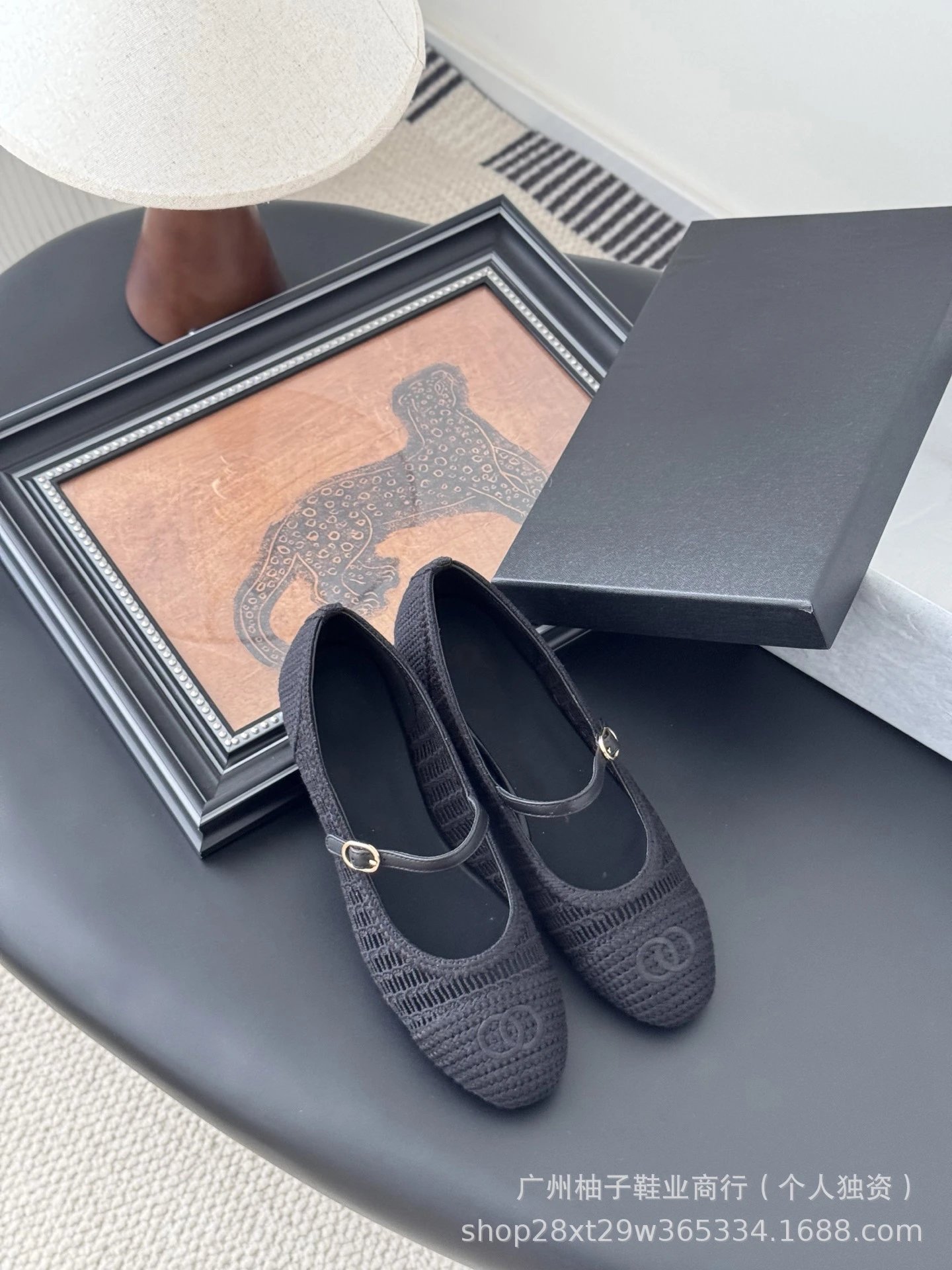 Chanel Mary Jane Block Heel Knit Black Shoes - 10