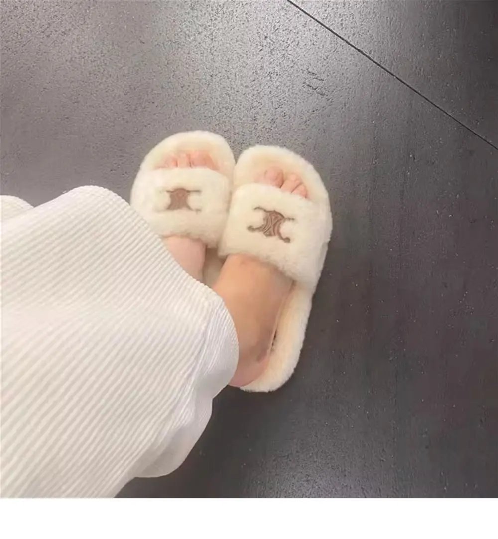 UGG Fluff Slide Beige Faux Fur Slippers - 13