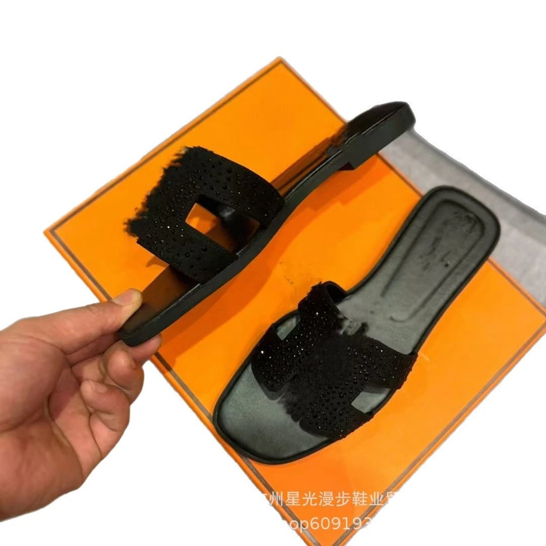 Unbranded Slippers Rhinestone H-Strap Slides image 5