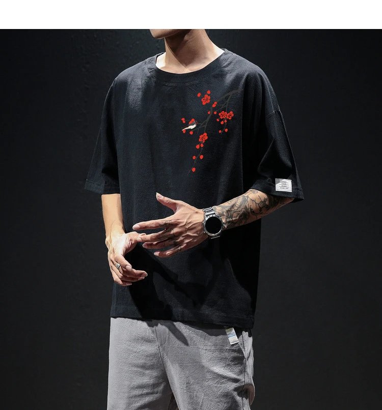Design Floral Embroidery Oversized T-Shirt Army Green - 11