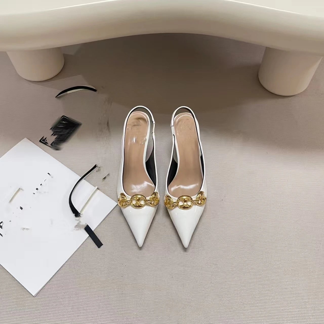 Gucci Marmont Horsebit Slingback Heels Gray Multicolor - 4