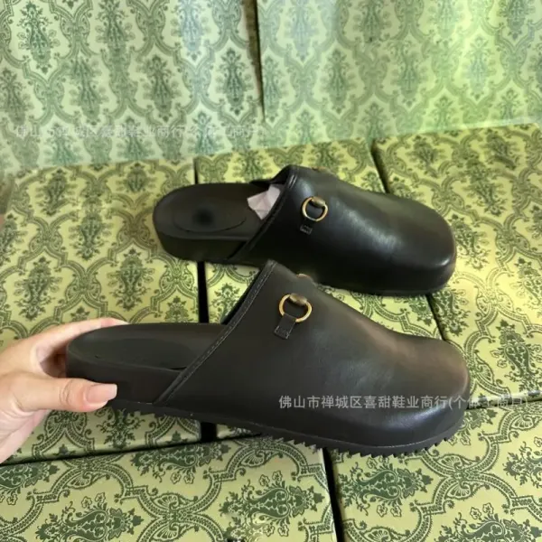 Gucci Princetown Leather Slippers Black - 6