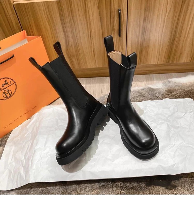 Black Chunky Sole Chelsea Boots - 24