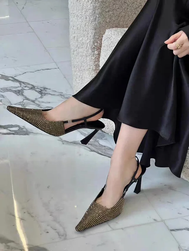 Unbranded High Heels Rhinestone Pointed-Toe Slingback Pumps product detail image 1