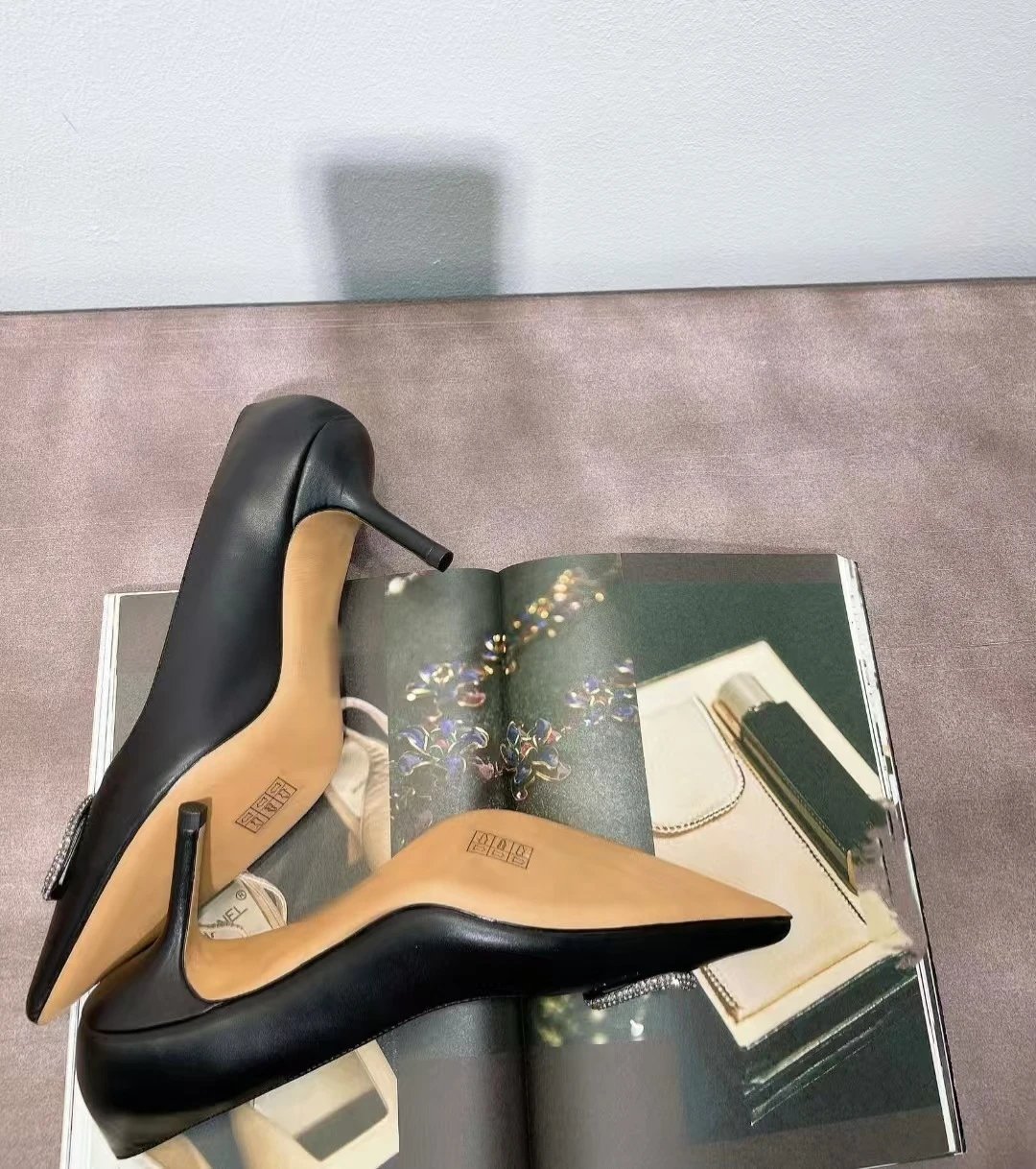 Dior J'Adior Silver Metallic Pointed-Toe Pumps with Crystal Buckle - 7