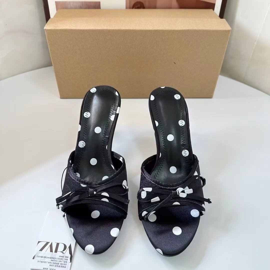 Zara Bow-Strap Mule Heels Brown - 3