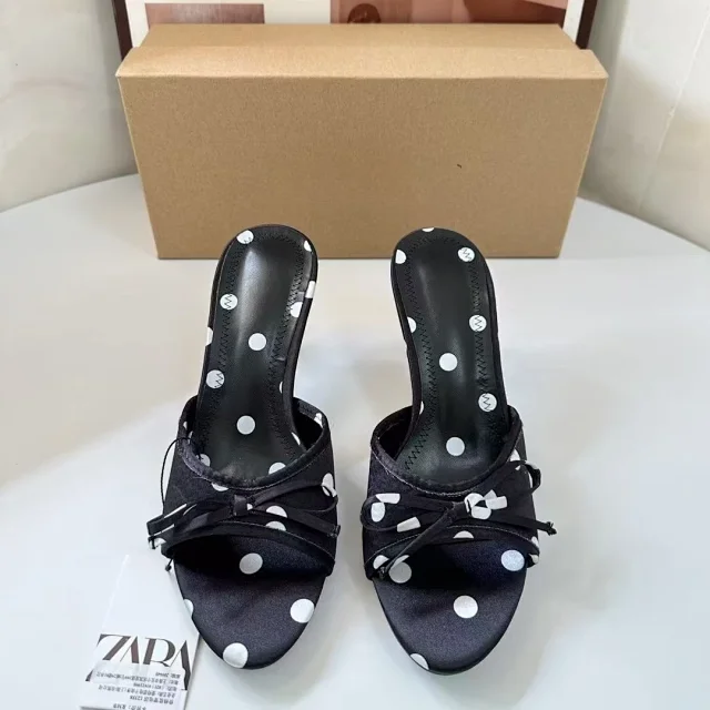 Zara High Heels Open-Toe Bow Mule product detail image 2
