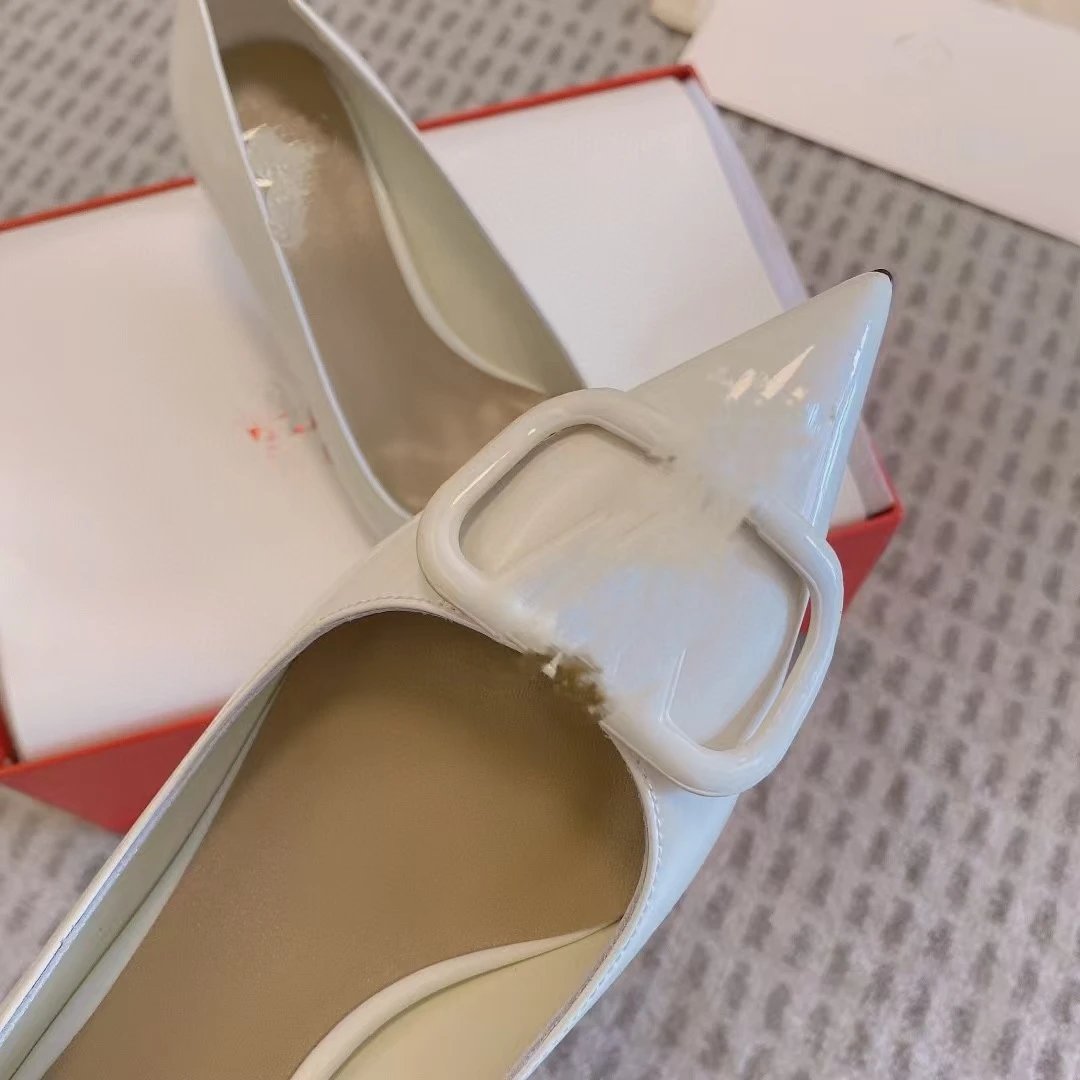 Dior J'Adior Silver Metallic Pointed-Toe Pumps with Crystal Buckle - 31
