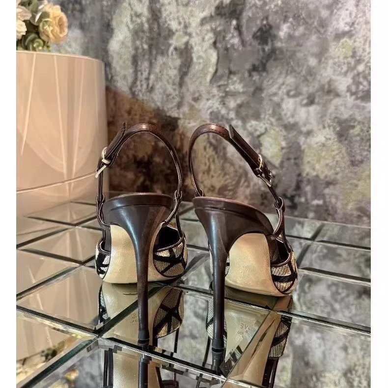 Unbranded High Heels Pointed-Toe Slingback Stiletto with Geometric Buckle image 3