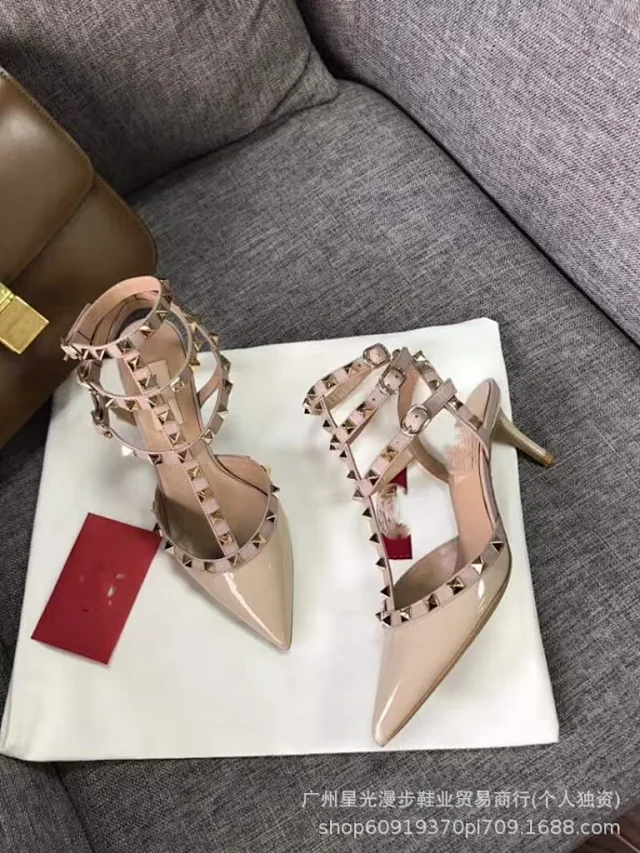 Unbranded High Heels Pointed-Toe Studded Ankle-Strap product detail image 3