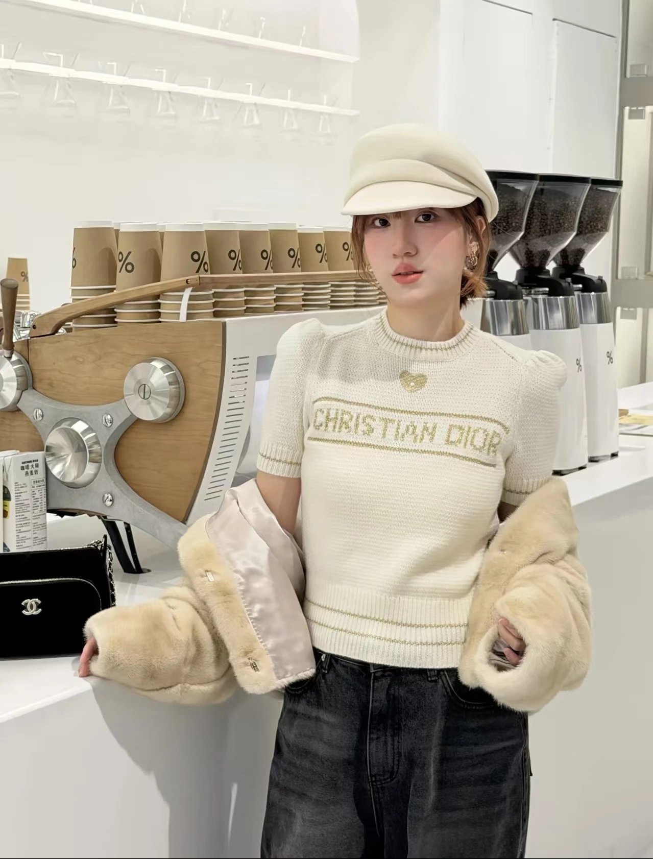 Dior Kids Logo Knit Sweater in Pink and White - 14