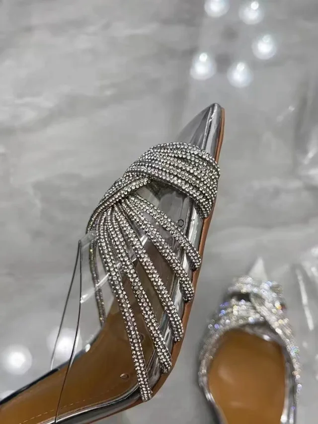 Aquazzura High Heels Transparent Slingback Rhinestone Bow Stiletto product detail image 9