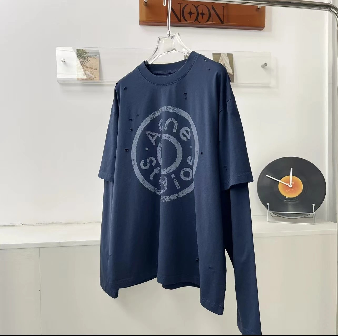 GRA Graphic Print Oversized T-Shirt Navy - 4