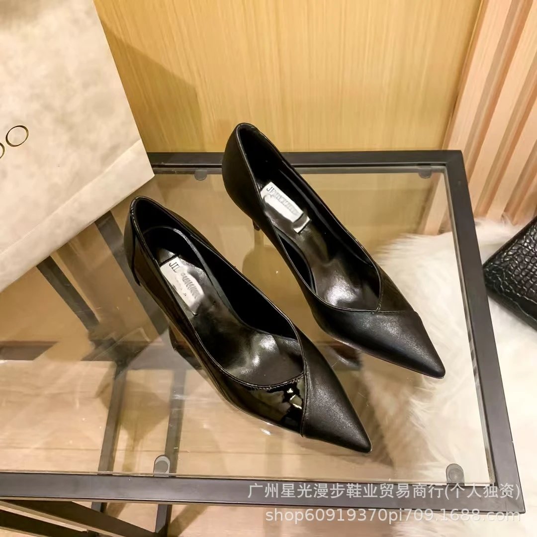 JIN Pointed-Toe Stiletto Heels with Crystal Strap Beige Shoes - 43