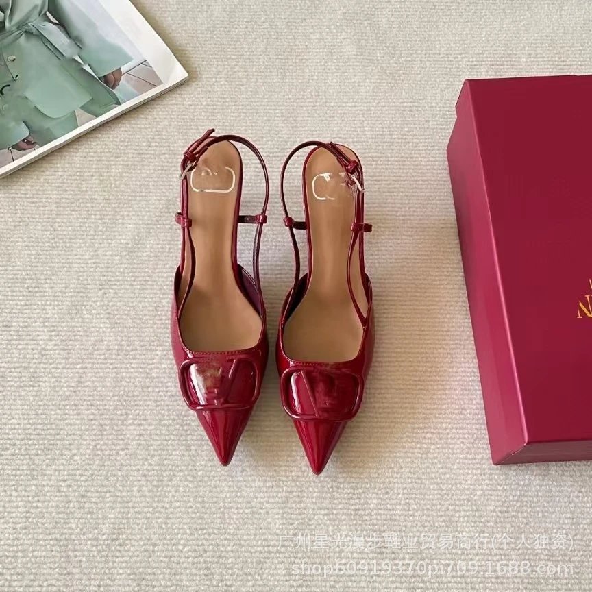 Unbranded High Heels Pointed-Toe Slingback with Square Buckle image 4