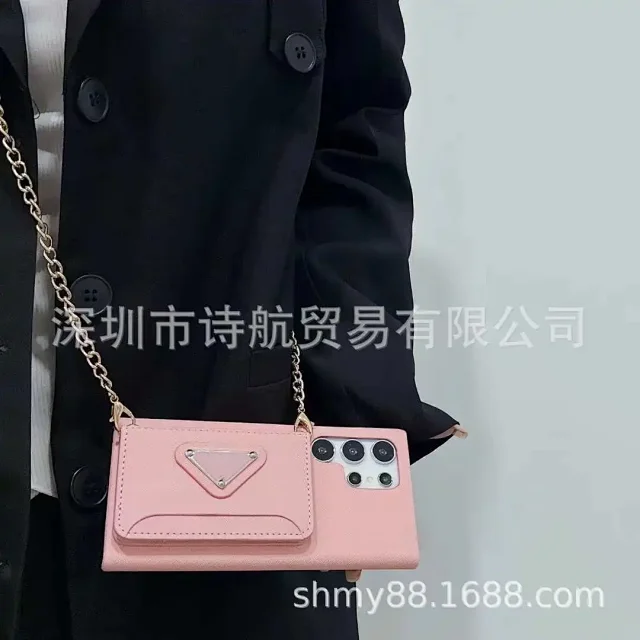 Unbranded Phone Cases Crossbody chain wallet case with triangular ring stand product detail image 6