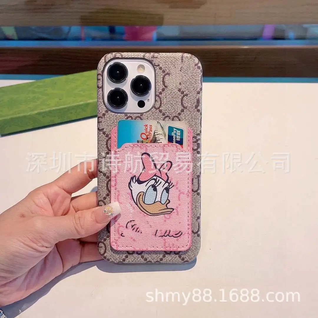 Unbranded Phone Cases Monogram Print Card Holder Case with Cartoon Duck Patch image 2