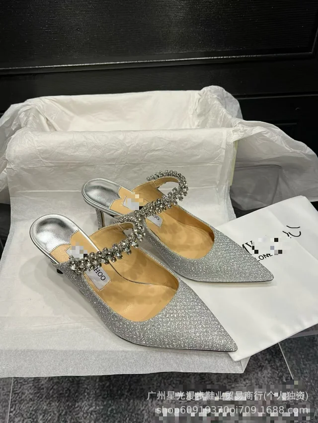 Jimmy Choo High Heels Bing crystal-strap pointed-toe mules product detail image 7