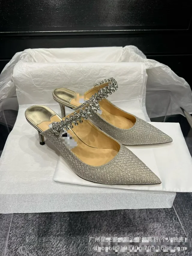 Jimmy Choo High Heels Bing crystal-strap pointed-toe mules product detail image 8