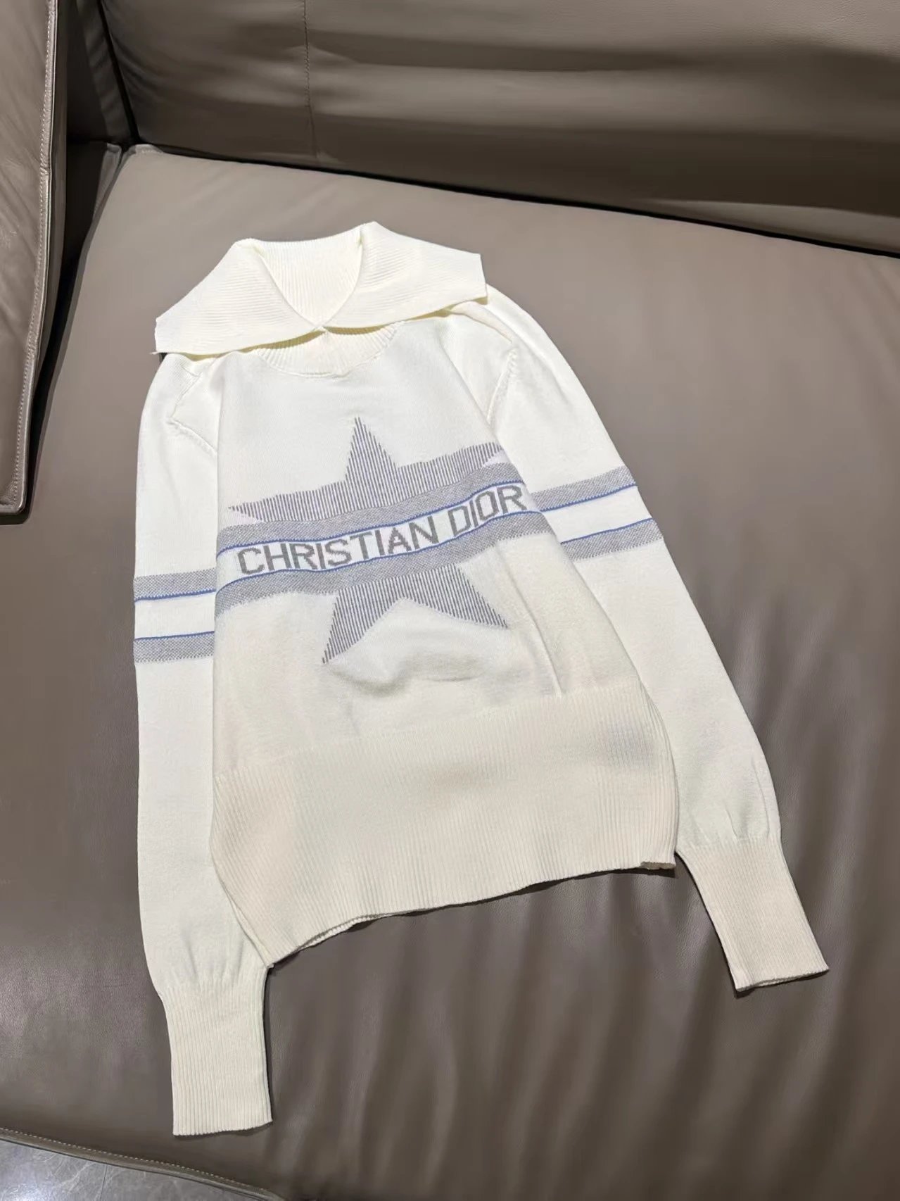 Dior Oblique Star Knit Sweater White - 4