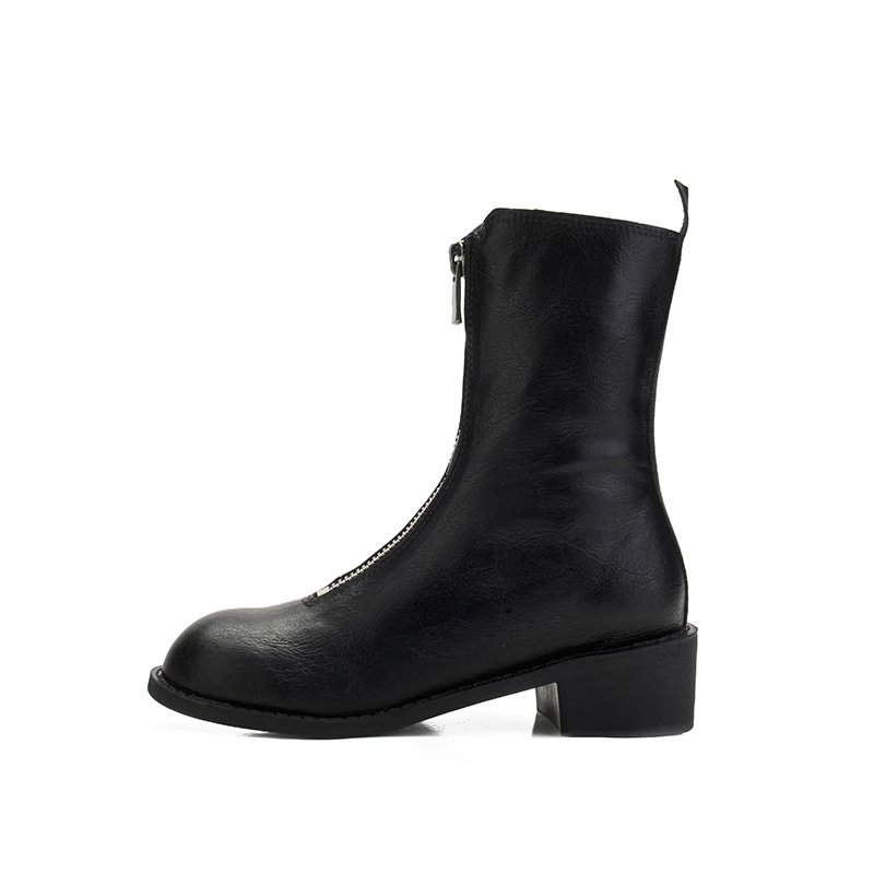 Unbranded Boots Mid-calf round-toe zip with low block heel image 4