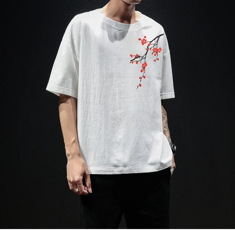 Design Floral Embroidery Oversized T-Shirt Army Green - 2