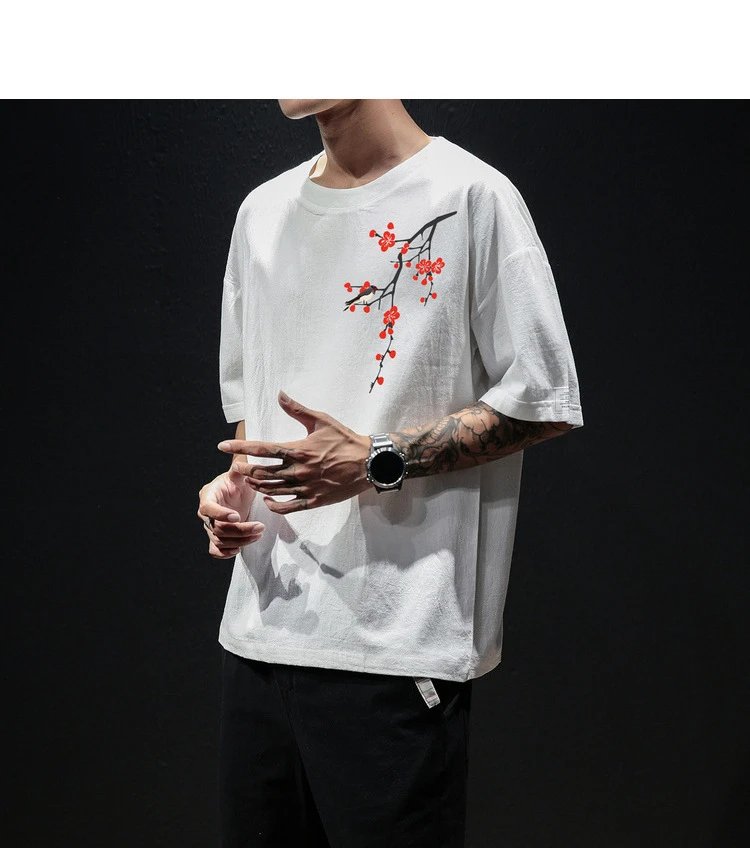 Design Floral Embroidery Oversized T-Shirt Army Green - 6