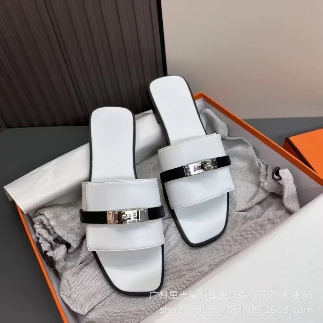 Unbranded Sandals Flat slide with turn-lock and studded strap detail image 2