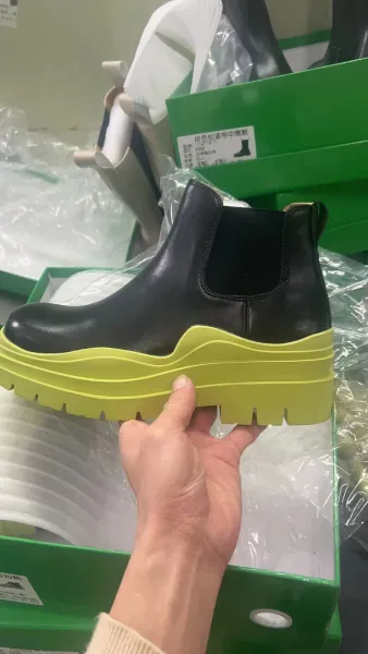 Balenciaga Triple S Chelsea Boots Black Lime Green Chunky Sole Boots - 1