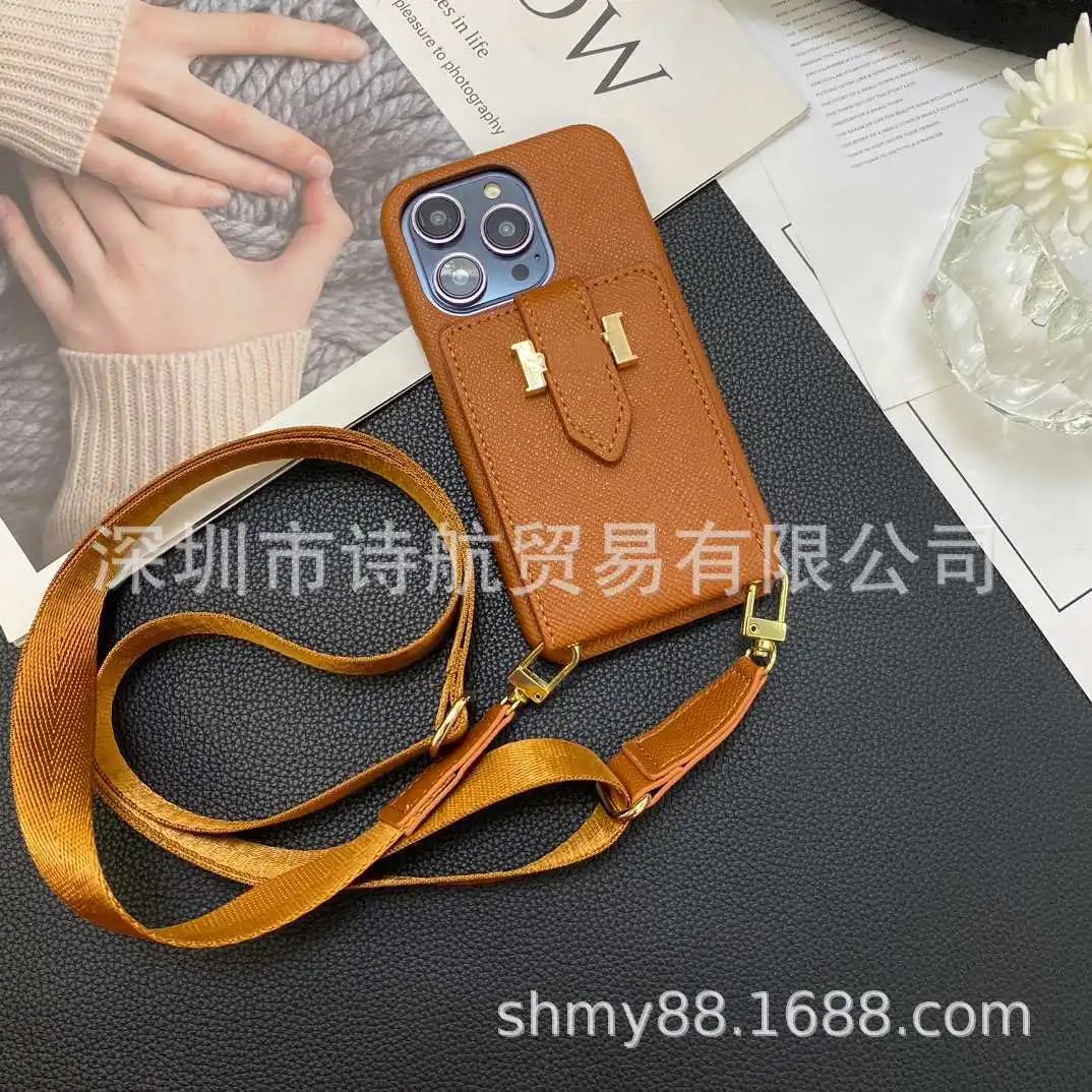 Faux Leather Cardholder Phone Case with Detachable Strap Black Crossbody Phone-Accessories - 4